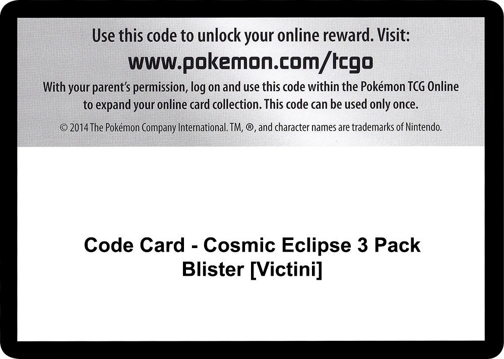 Image for Code Card - Cosmic Eclipse 3 Pack Blister [Victini] (SM - Cosmic Eclipse) - Pokemon