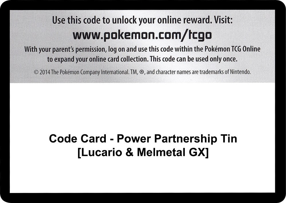 Code Card - Power Partnership Tin [Lucario & Melmetal GX] (SM - Unifie ...