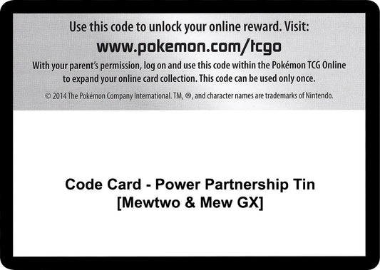 Image for Code Card - Power Partnership Tin [Mewtwo & Mew GX] (SM - Unified Minds) - Pokemon