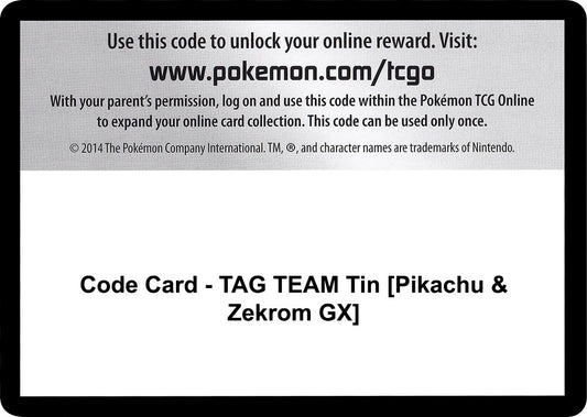 Image for Code Card - TAG TEAM Tin [Pikachu & Zekrom GX] (SM - Team Up) - Pokemon