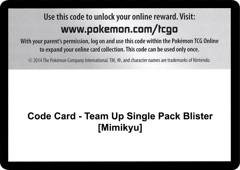 Image for Code Card - Team Up Single Pack Blister [Mimikyu] (SM - Team Up) - Pokemon