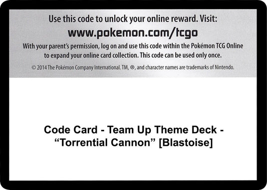 Image for Code Card - Team Up Theme Deck - "Torrential Cannon" [Blastoise] (SM - Team Up) - Pokemon