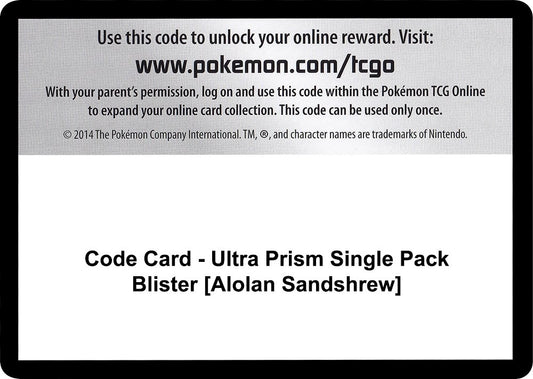 Image for Code Card - Ultra Prism Single Pack Blister [Alolan Sandshrew] (SM - Ultra Prism) - Pokemon