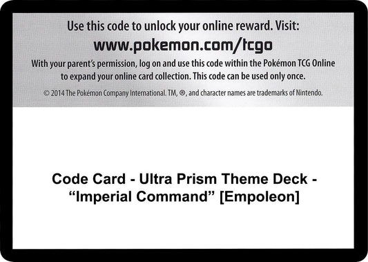 Image for Code Card - Ultra Prism Theme Deck - "Imperial Command" [Empoleon] (SM - Ultra Prism) - Pokemon