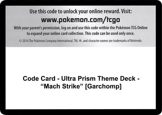 Image for Code Card - Ultra Prism Theme Deck - "Mach Strike" [Garchomp] (SM - Ultra Prism) - Pokemon