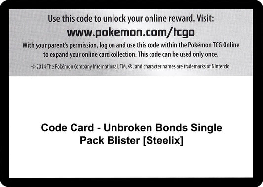 Image for Code Card - Unbroken Bonds Single Pack Blister [Steelix] (SM - Unbroken Bonds) - Pokemon