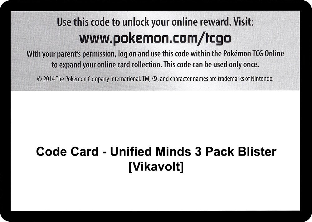Image for Code Card - Unified Minds 3 Pack Blister [Vikavolt] (SM - Unified Minds) - Pokemon