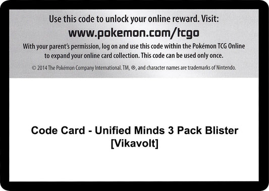 Image for Code Card - Unified Minds 3 Pack Blister [Vikavolt] (SM - Unified Minds) - Pokemon