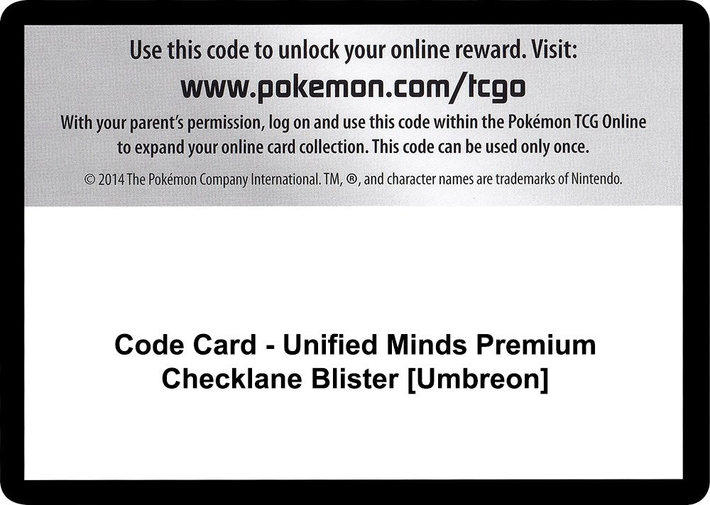 Image for Code Card - Unified Minds Premium Checklane Blister [Umbreon] (SM - Unified Minds) - Pokemon