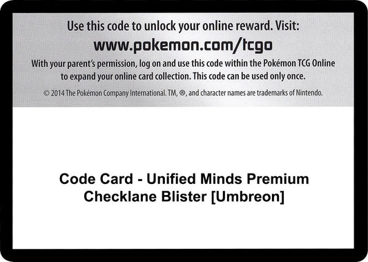 Image for Code Card - Unified Minds Premium Checklane Blister [Umbreon] (SM - Unified Minds) - Pokemon