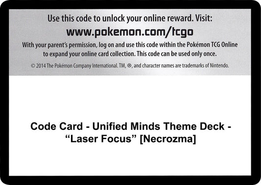 Image for Code Card - Unified Minds Theme Deck - "Laser Focus" [Necrozma] (SM - Unified Minds) - Pokemon