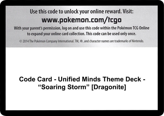 Image for Code Card - Unified Minds Theme Deck - "Soaring Storm" [Dragonite] (SM - Unified Minds) - Pokemon