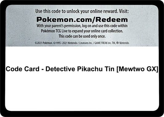 Image for Code Card - Detective Pikachu Tin [Mewtwo GX] (Detective Pikachu) - Pokemon