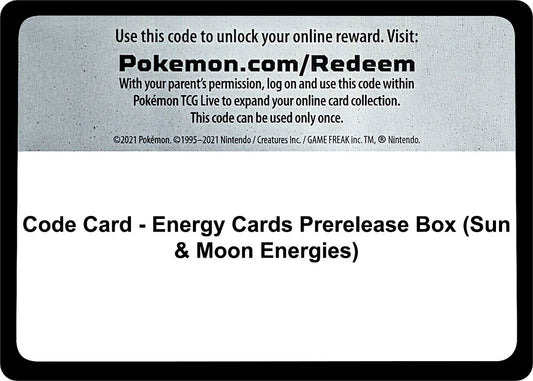 Image for Code Card - Energy Cards Prerelease Box (Sun & Moon Energies) (Miscellaneous Cards & Products) - Pokemon
