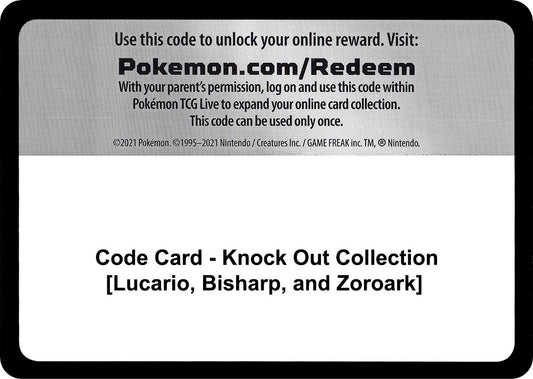 Image for Code Card - Knock Out Collection [Lucario, Bisharp, and Zoroark] (Miscellaneous Cards & Products) - Pokemon