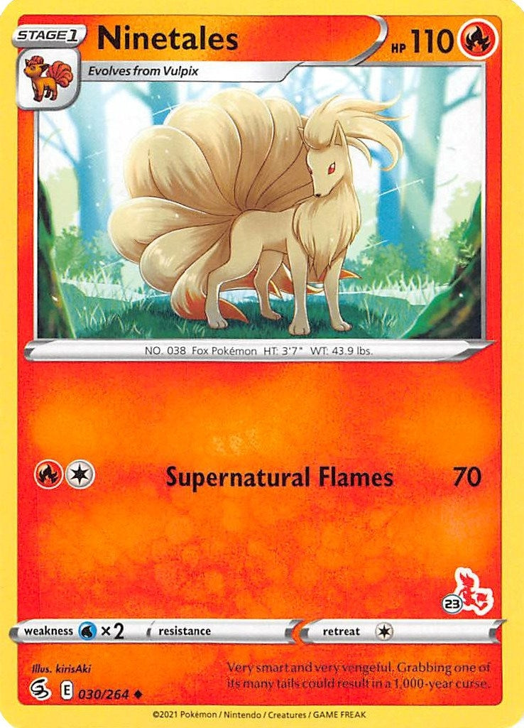 Image for Ninetales - 030/264 (#23 Cinderace Stamped) (030/264) (Battle Academy 2022) - Pokemon