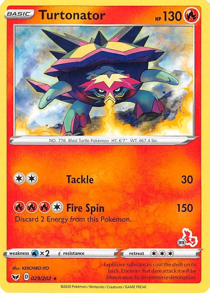 Image for Turtonator - 029/202 (#39 Cinderace Stamped) (029/202) (Battle Academy 2022) - Pokemon