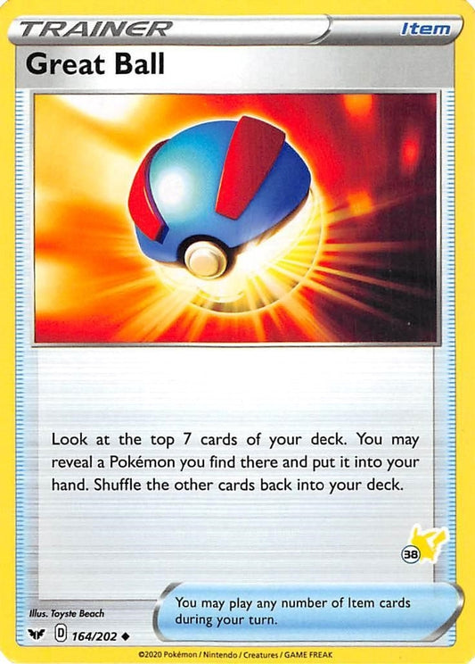 Image for Great Ball - 164/202 (#38 Pikachu Stamped) (164/202) (Battle Academy 2022) - Pokemon