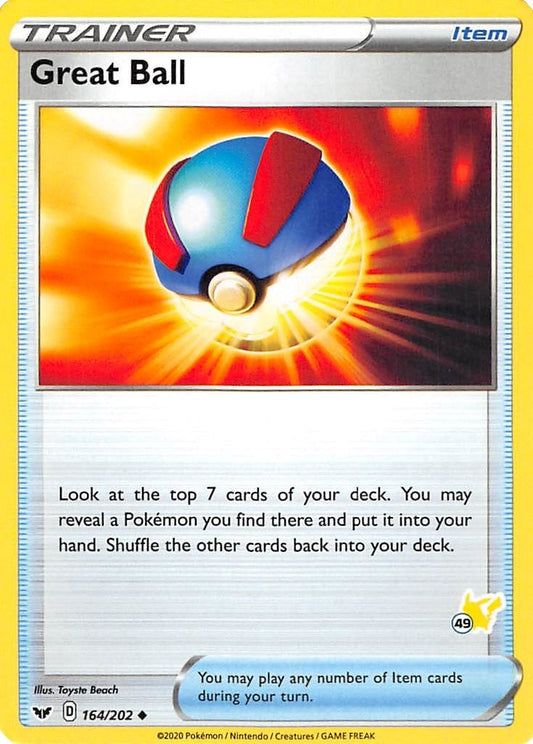Image for Great Ball - 164/202 (#49 Pikachu Stamped) (164/202) (Battle Academy 2022) - Pokemon