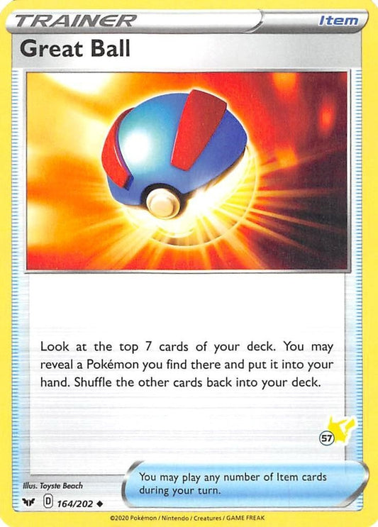 Image for Great Ball - 164/202 (#57 Pikachu Stamped) (164/202) (Battle Academy 2022) - Pokemon