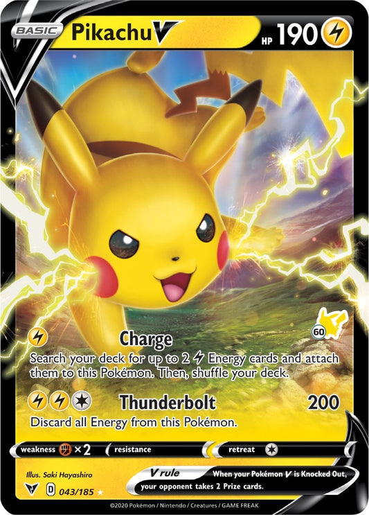 Image for Pikachu V - 043/185 (#60 Pikachu Stamped) (043/185) (Battle Academy 2022) - Pokemon