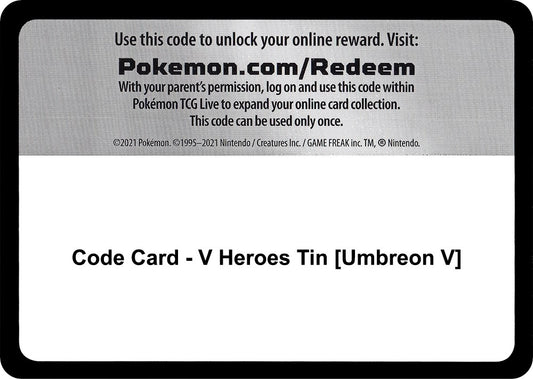 Image for Code Card - V Heroes Tin [Umbreon V] (Miscellaneous Cards & Products) - Pokemon