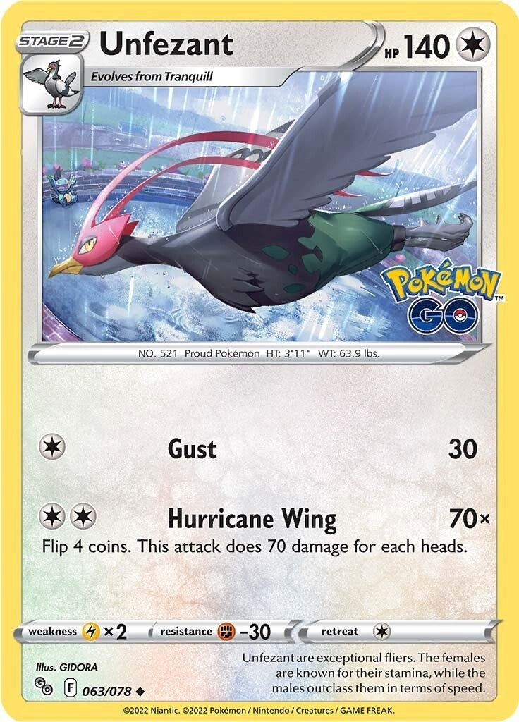 Image for Unfezant (063/078) (Pokemon GO) - Pokemon