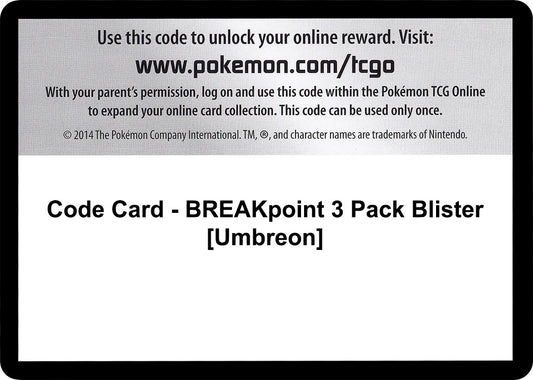 Image for Code Card - BREAKpoint 3 Pack Blister [Umbreon] (XY - BREAKpoint) - Pokemon