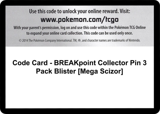 Image for Code Card - BREAKpoint Collector Pin 3 Pack Blister [Mega Scizor] (XY - BREAKpoint) - Pokemon