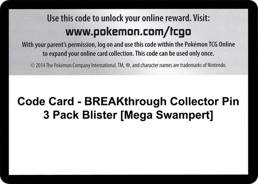 Image for Code Card - BREAKthrough Collector Pin 3 Pack Blister [Mega Swampert] (XY - BREAKthrough) - Pokemon