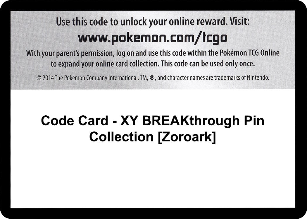 Image for Code Card - XY BREAKthrough Pin Collection [Zoroark] (XY - BREAKthrough) - Pokemon