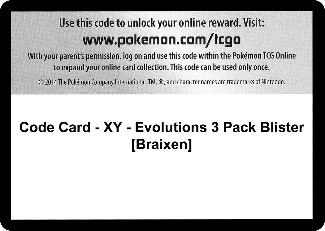 Image for Code Card - XY - Evolutions 3 Pack Blister [Braixen] (XY - Evolutions) - Pokemon