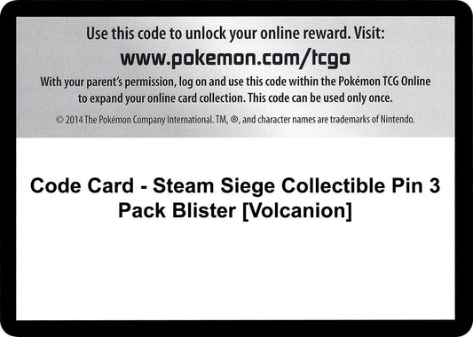 Image for Code Card - Steam Siege Collectible Pin 3 Pack Blister [Volcanion] (XY - Steam Siege) - Pokemon