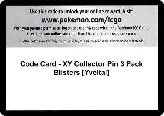Image for Code Card - XY Collector Pin 3 Pack Blisters [Yveltal] (XY Base Set) - Pokemon