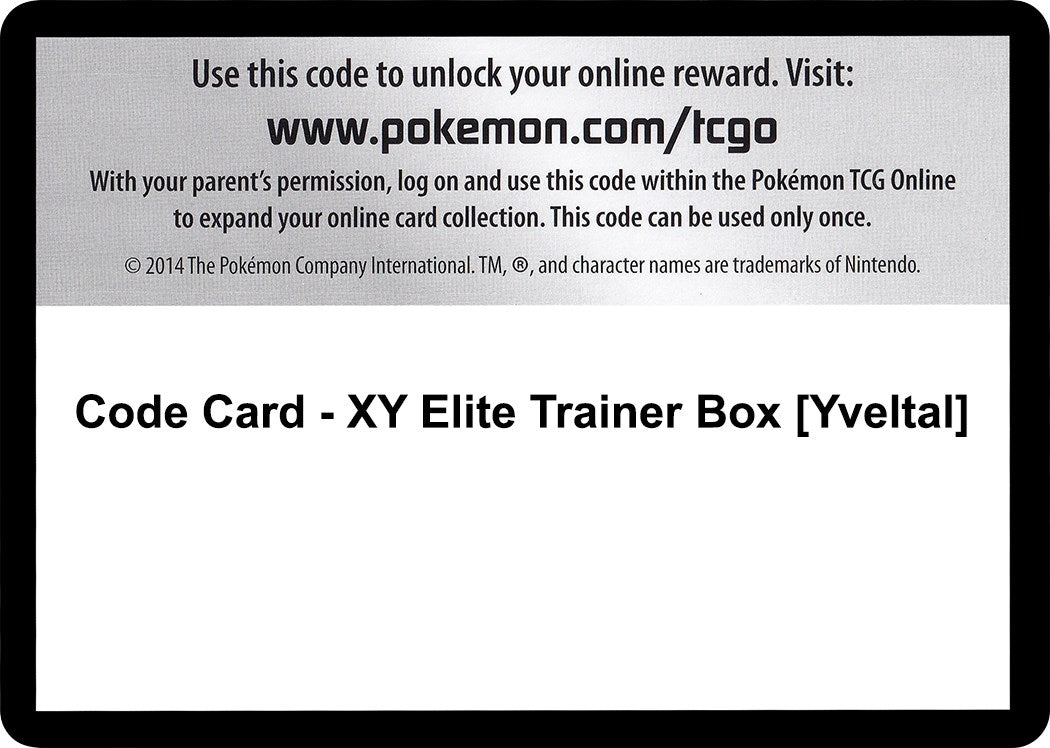 Image for Code Card - XY Elite Trainer Box [Yveltal] (XY Base Set) - Pokemon