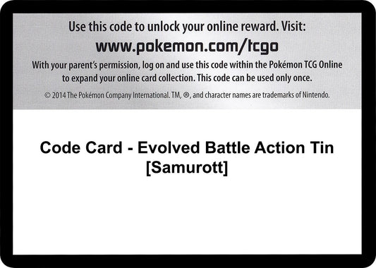 Image for Code Card - Evolved Battle Action Tin [Samurott] (Emerging Powers) - Pokemon
