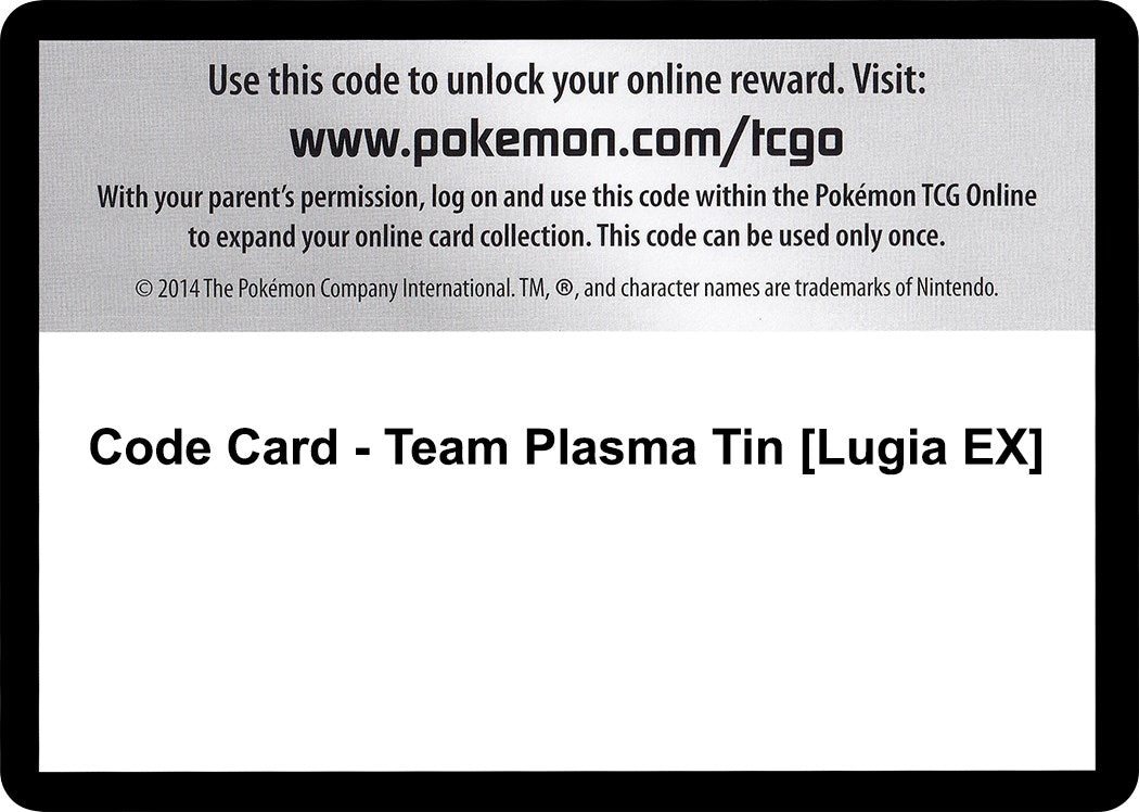 Image for Code Card - Team Plasma Tin [Lugia EX] (Plasma Blast) - Pokemon