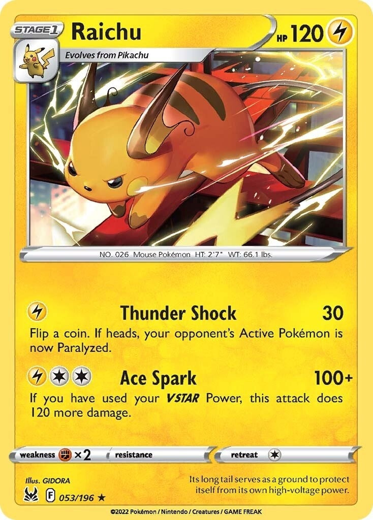 Image for Raichu (053/196) (SWSH11: Lost Origin) - Pokemon
