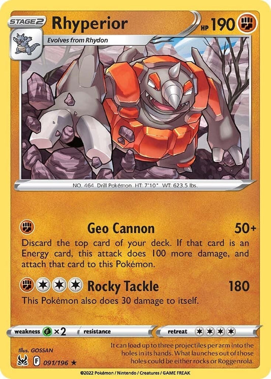 Image for Rhyperior (091/196) (SWSH11: Lost Origin) - Pokemon