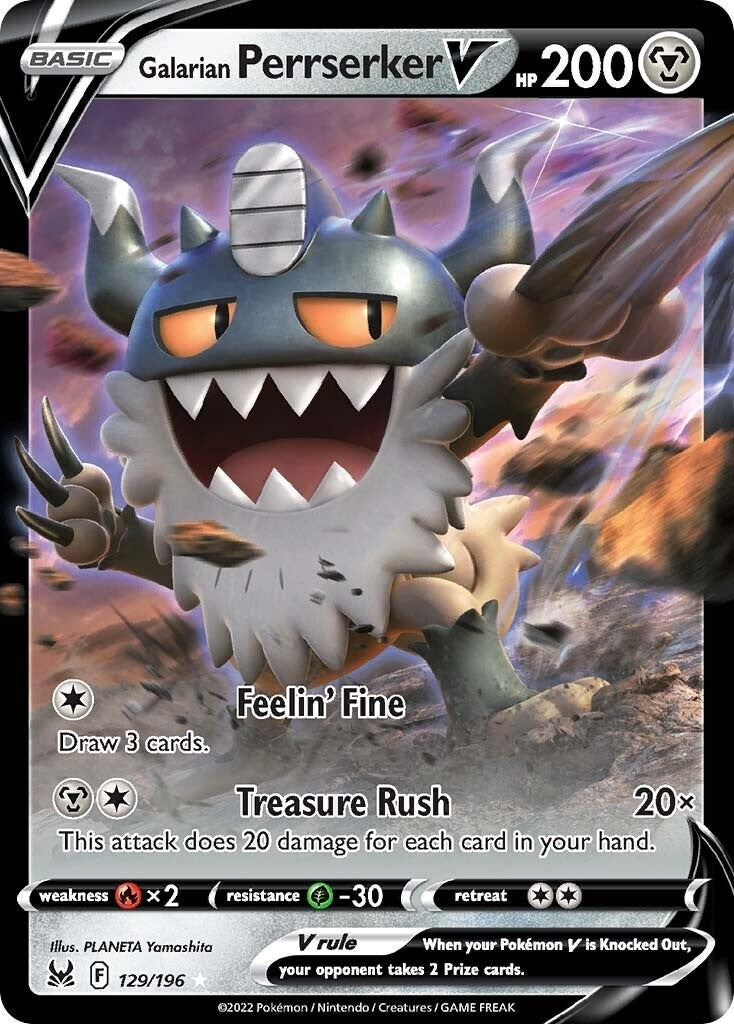 Image for Galarian Perrserker V (129/196) (SWSH11: Lost Origin) - Pokemon