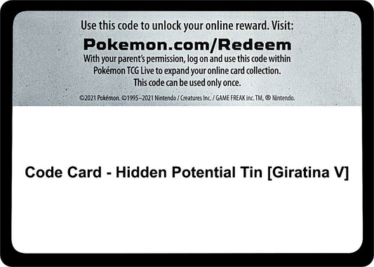 Image for Code Card - Hidden Potential Tin [Giratina V] (Miscellaneous Cards & Products) - Pokemon