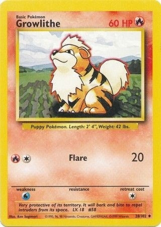 Image for Growlithe (028/102) (Base Set) - Pokemon