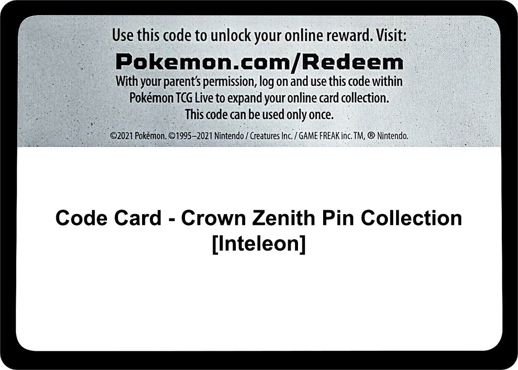 Image for Code Card - Crown Zenith Pin Collection [Inteleon] (Crown Zenith) - Pokemon