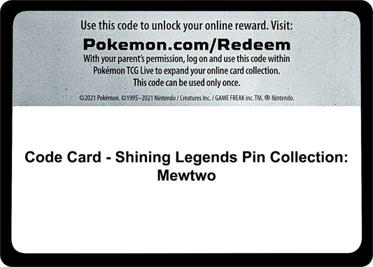 Image for Code Card - Shining Legends Pin Collection: Mewtwo (Shining Legends) - Pokemon