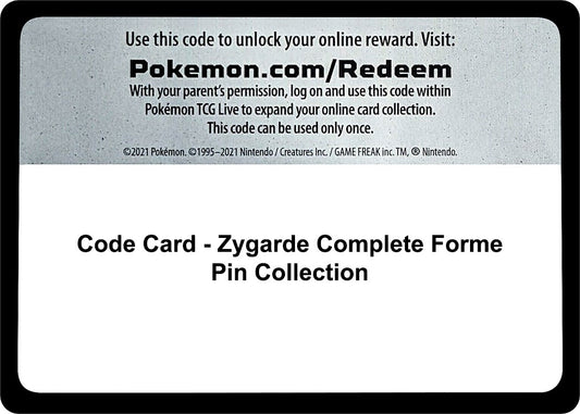 Image for Code Card - Zygarde Complete Forme Pin Collection (SM Base Set) - Pokemon
