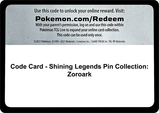 Image for Code Card - Shining Legends Pin Collection: Zoroark (Shining Legends) - Pokemon