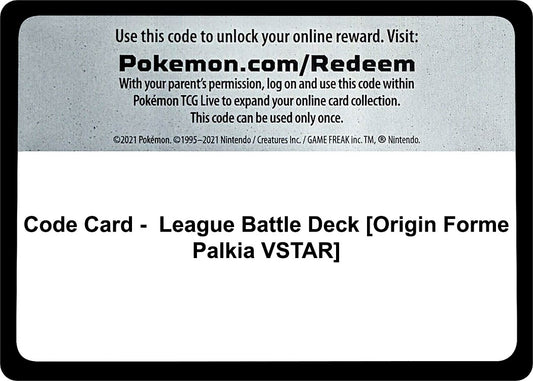 Image for Code Card - League Battle Deck [Origin Forme Palkia VSTAR] (Miscellaneous Cards & Products) - Pokemon