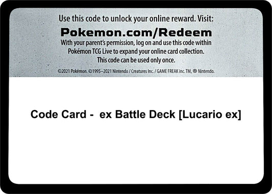 Image for Code Card - ex Battle Deck [Lucario ex] (Miscellaneous Cards & Products) - Pokemon