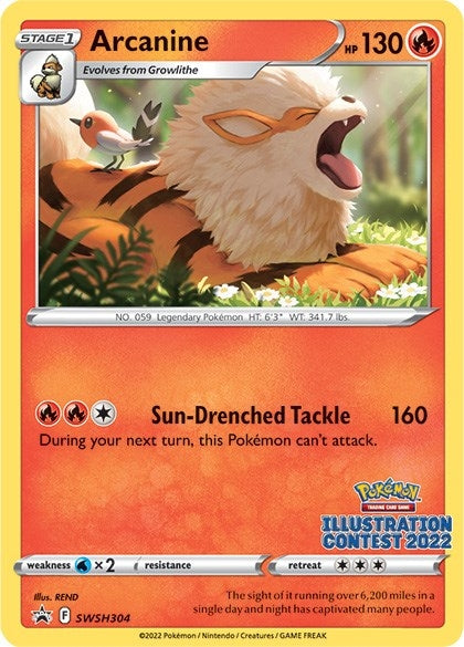 Image for Arcanine (Illustration Contest 2022) (SWSH304) (SWSH: Sword & Shield Promo Cards) - Pokemon