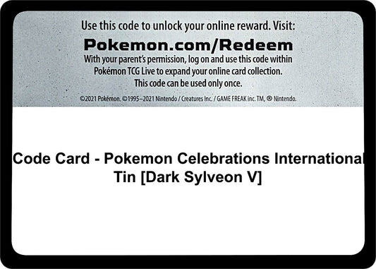 Image for Code Card - Pokemon Celebrations International Tin [Dark Sylveon V] (World Championship Decks) - Pokemon